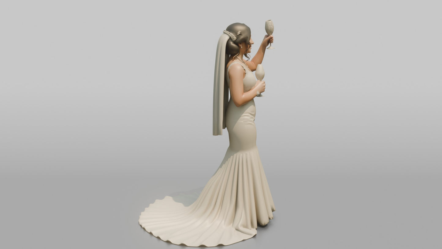 Latina Bride Toasting with a Champagne Glass
