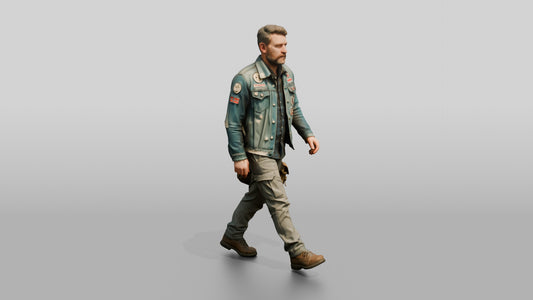 Caucasian Male Walking - 3D character model, view 1