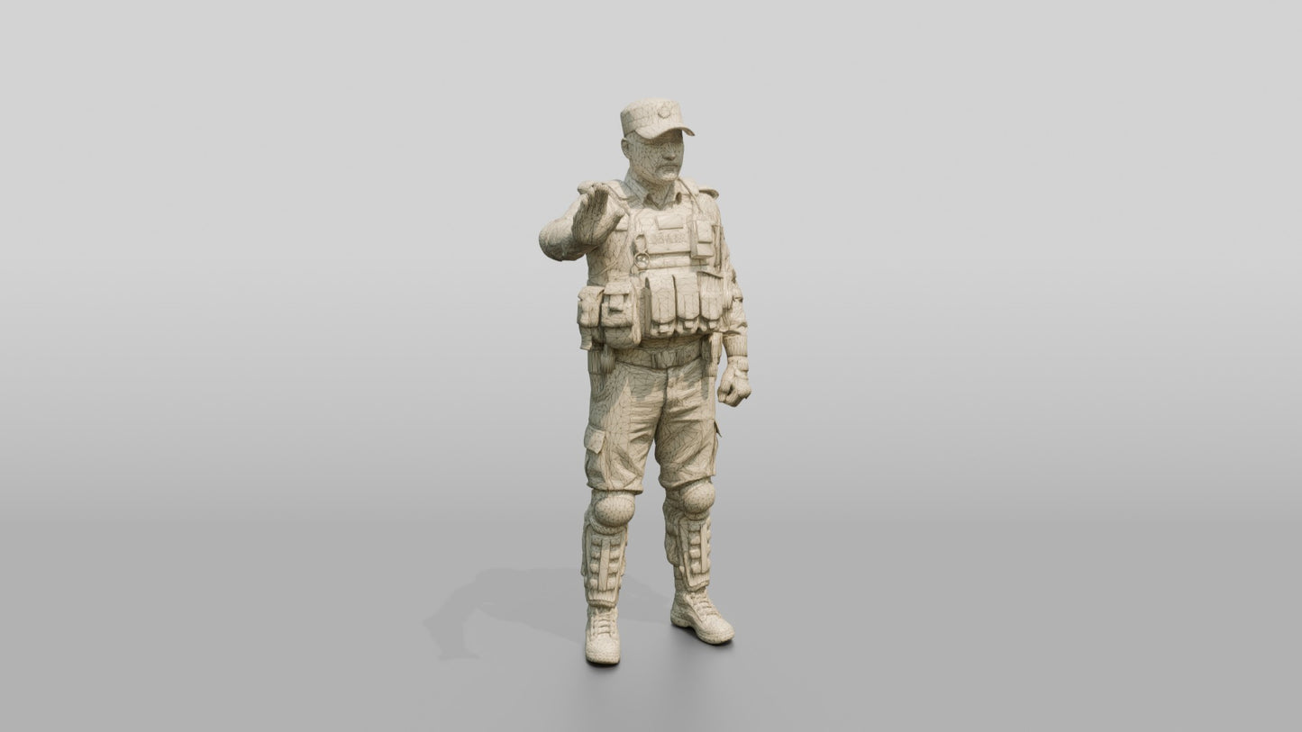 Riot Police Officer Gesturing Stop