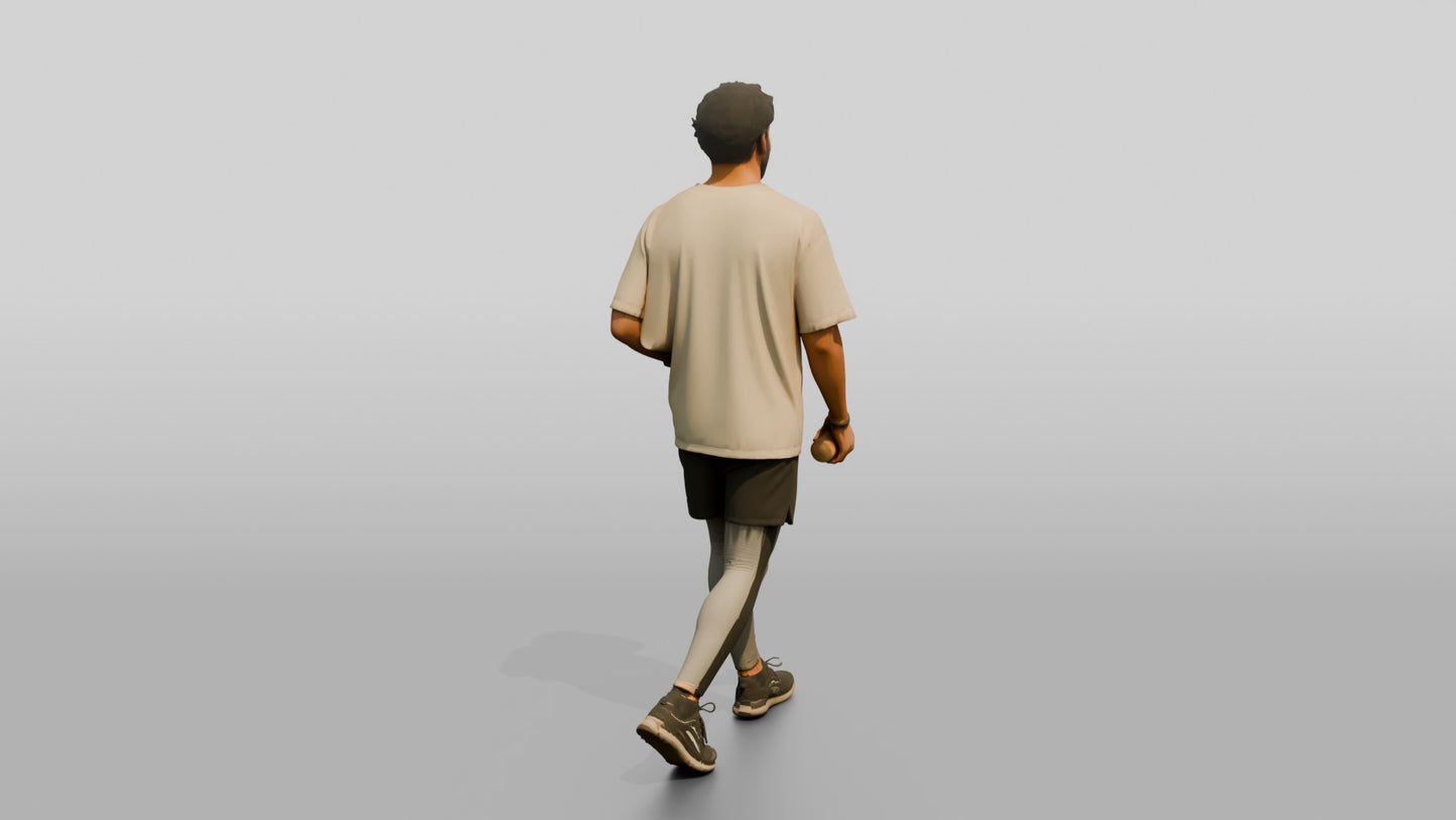 Walking Man with Mat and Bottle