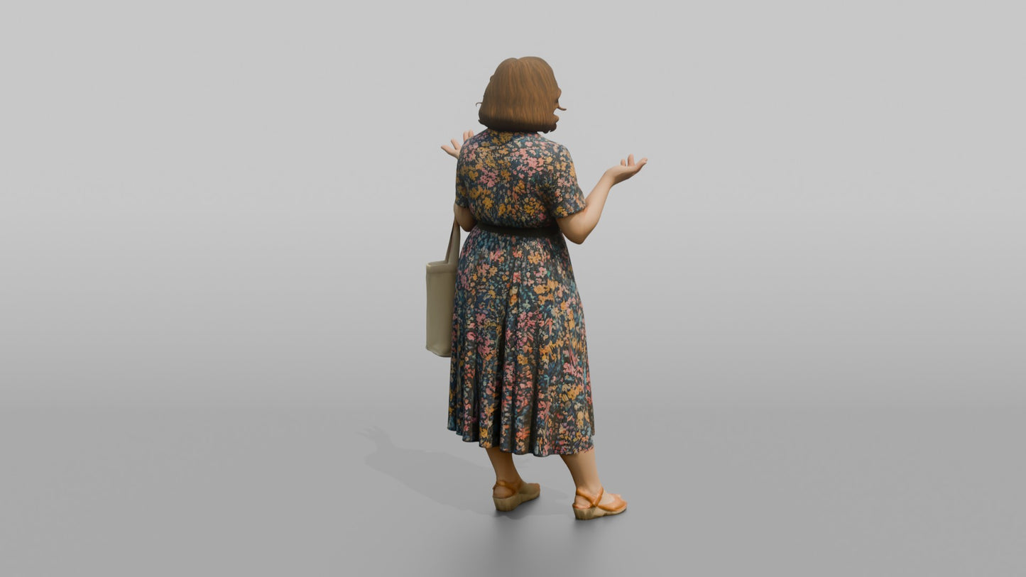 British Woman Laughing in a Floral Summer Dress