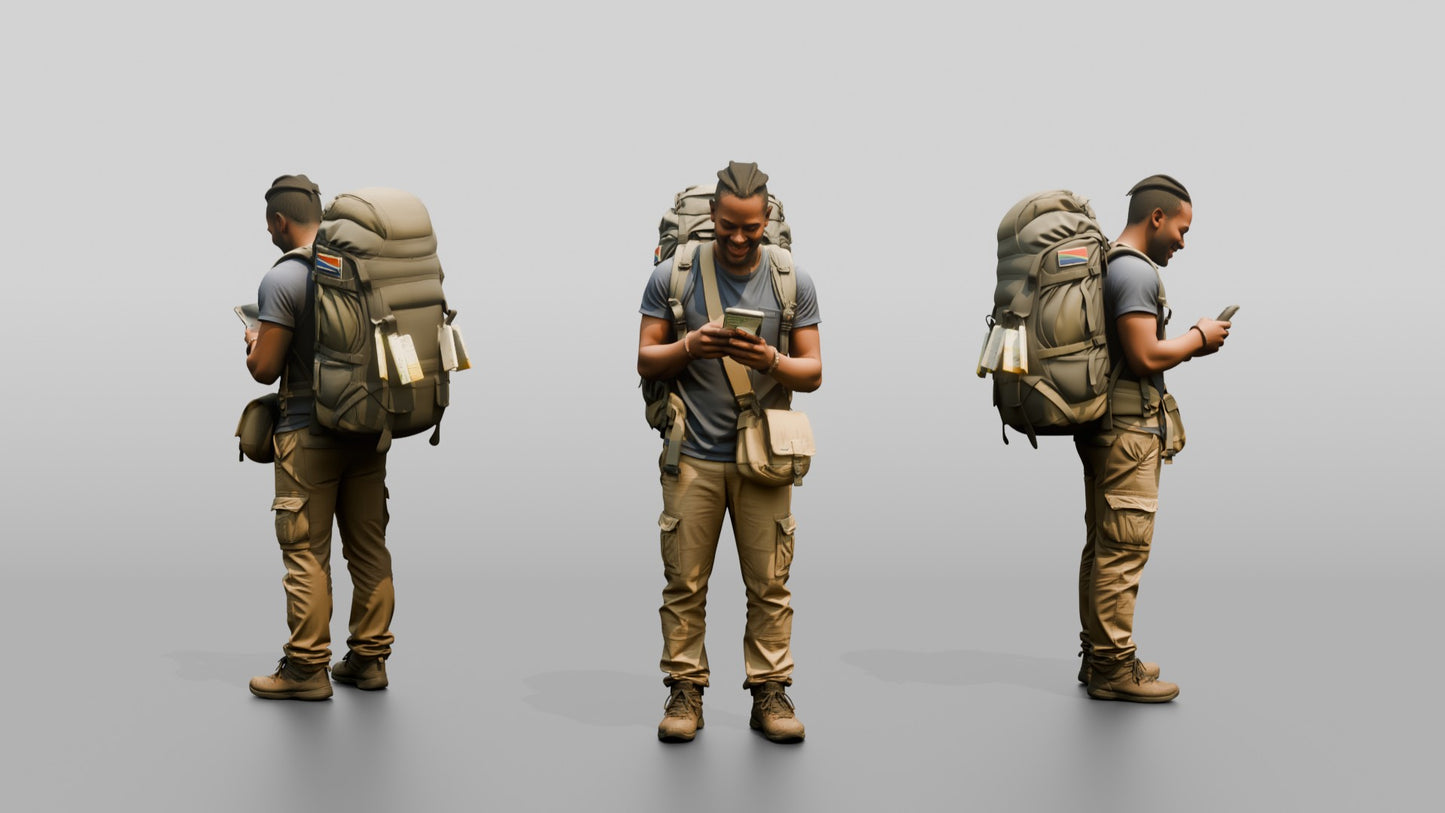 Weary Backpacker at Train Station