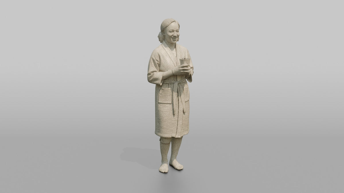 Spa Client Man Standing Holding A Glass Of Cucumber-infused Water - wireframe topology preview