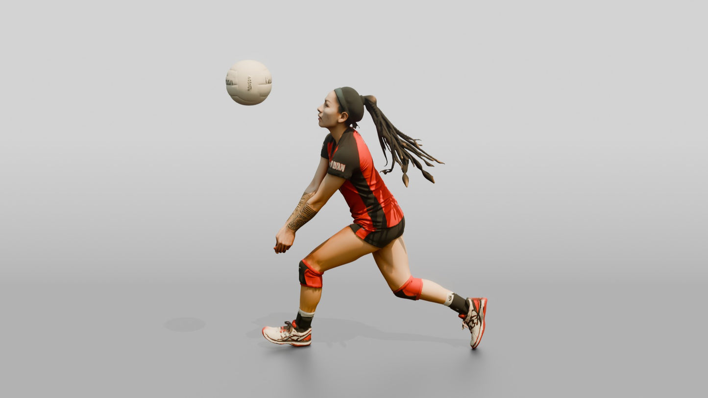 Female Volleyball Player in Red and Black Kit