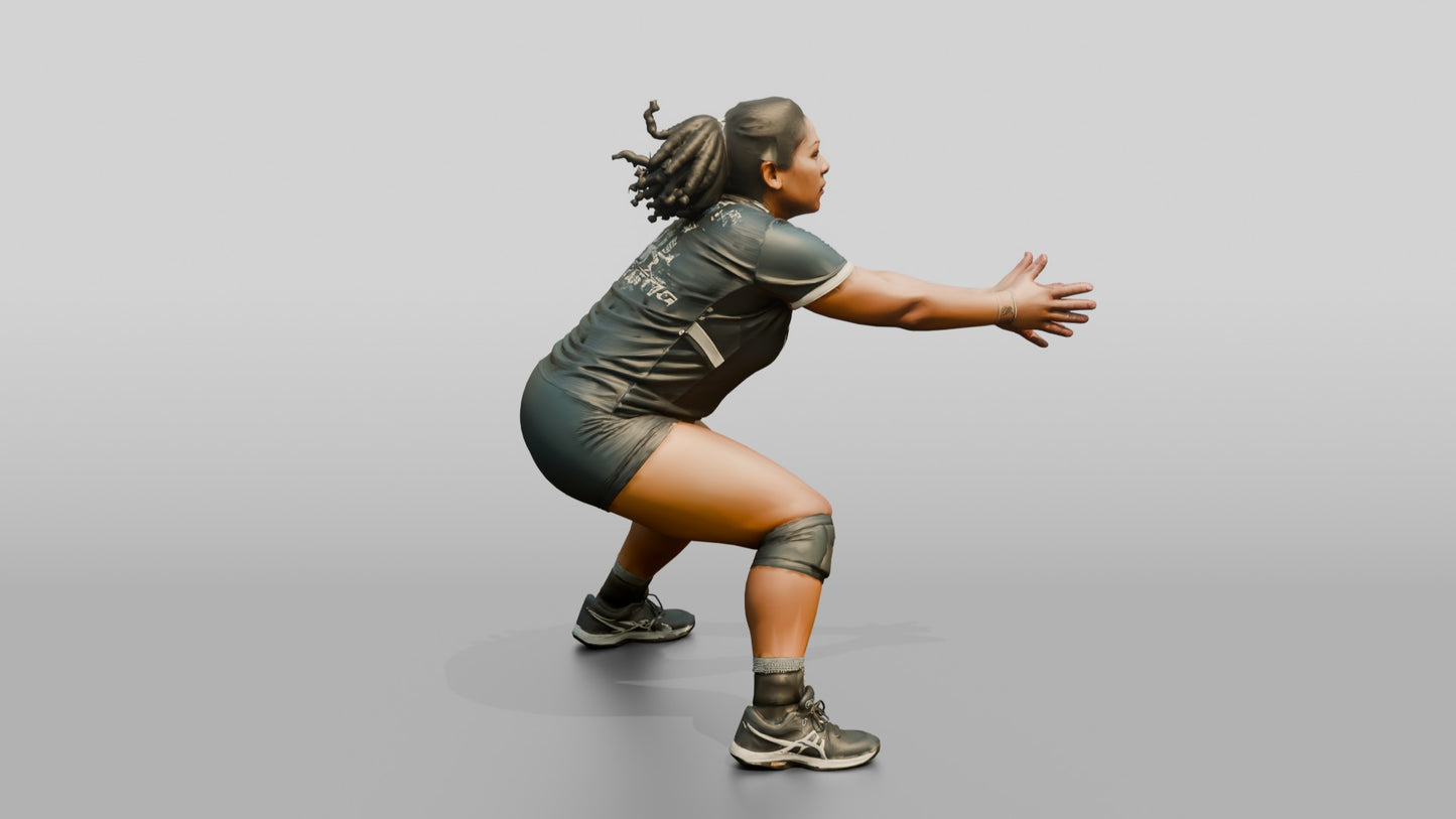 Hispanic Female Volleyball Player in Dark Grey Uniform