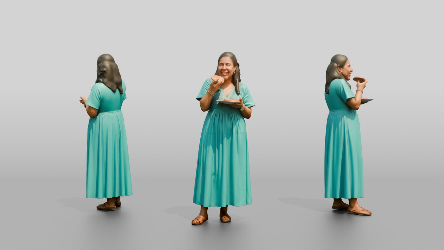 Plus-Size Portuguese Woman Enjoying a Slice of Pizza