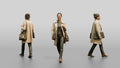 Woman in Beige Trench Coat Walking with Handbag and Briefcase