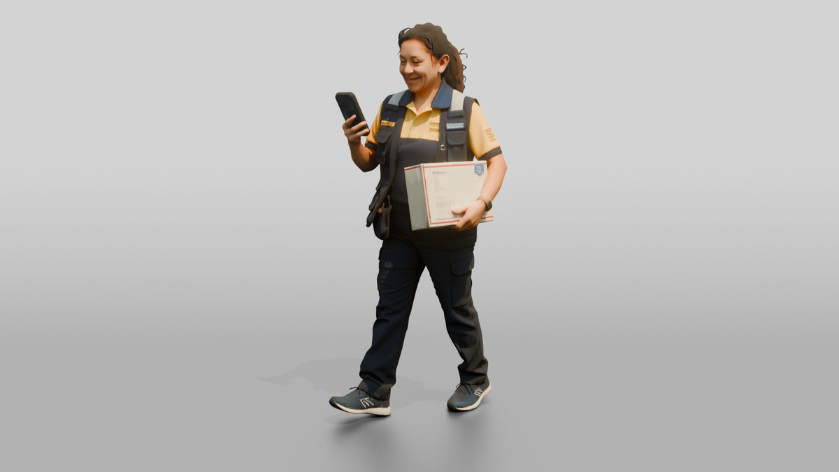 Postal Worker with Package - 3D character model, view 4