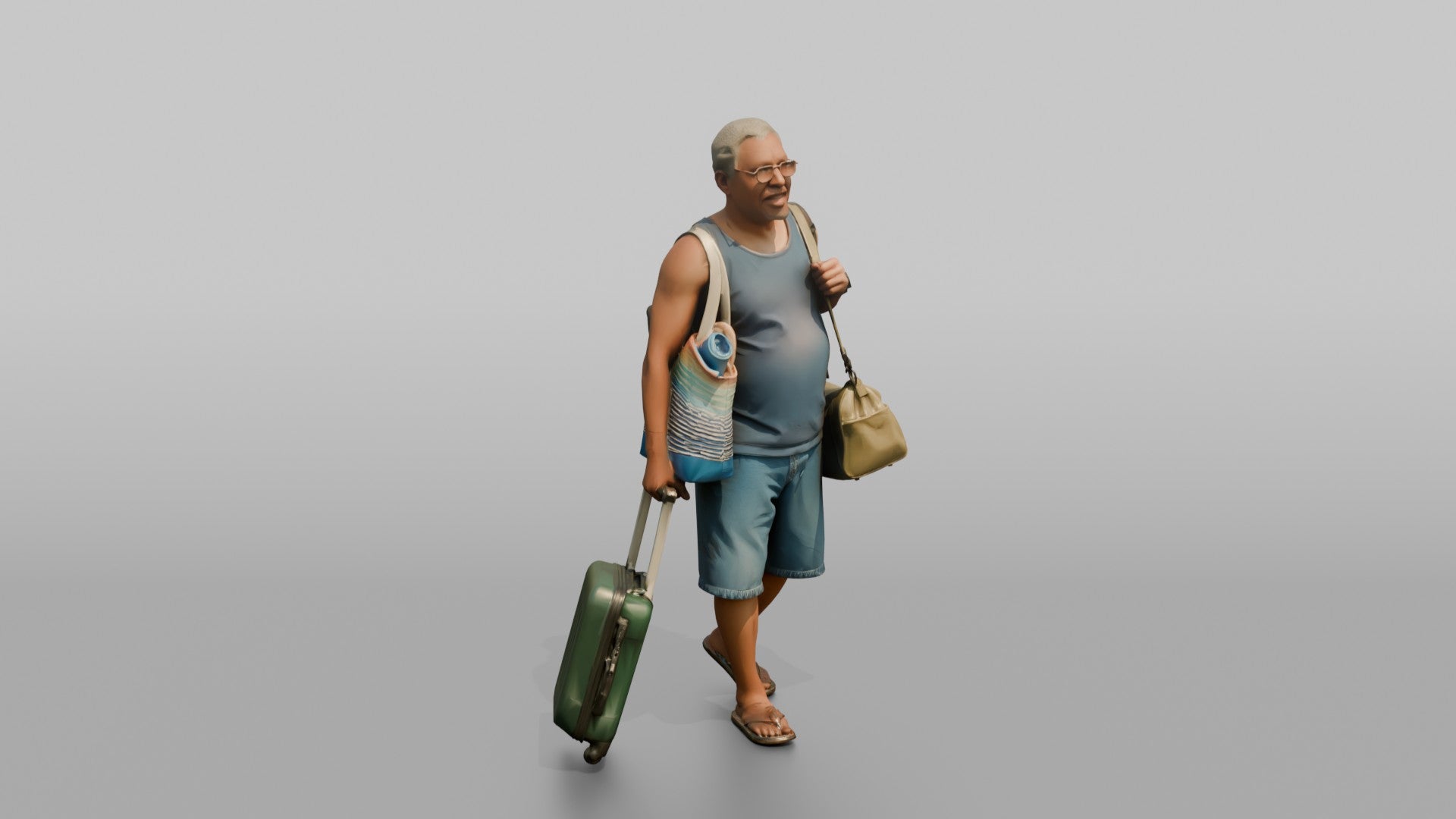 Traveler Carrying A Beach Bag