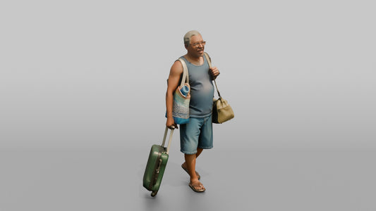 Traveler Carrying A Beach Bag - 3D character model, view 1
