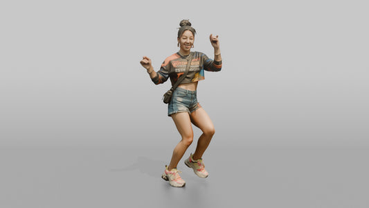 Patron Woman Dancing In Platform Sneakers, Colorful Urban Streetwear - 3D character model