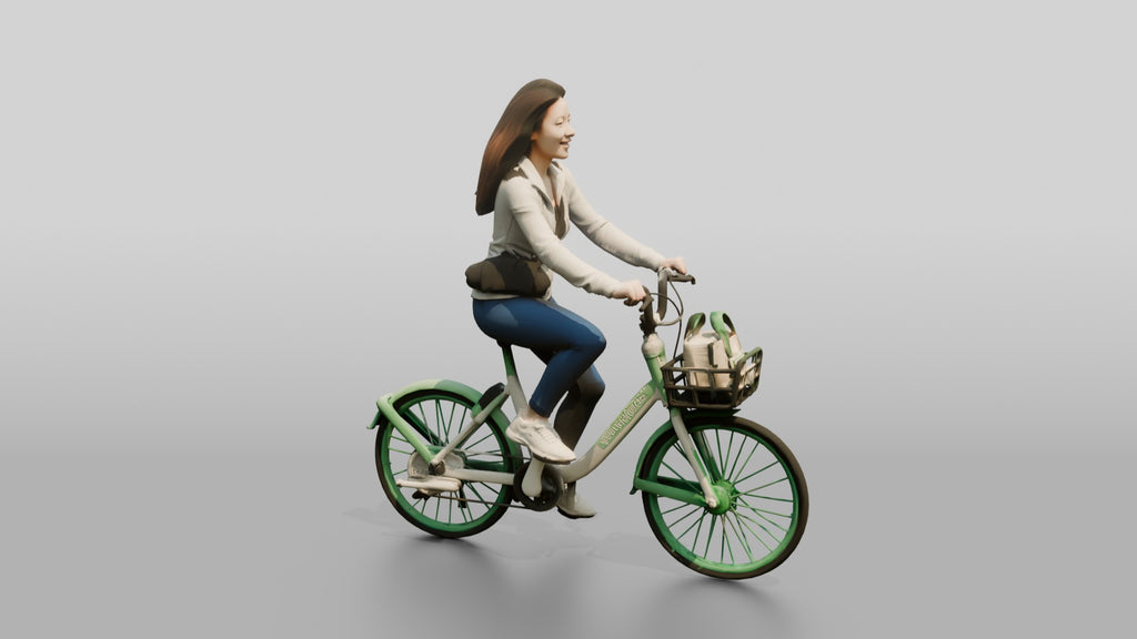 Chinese Woman Riding a Bicycle