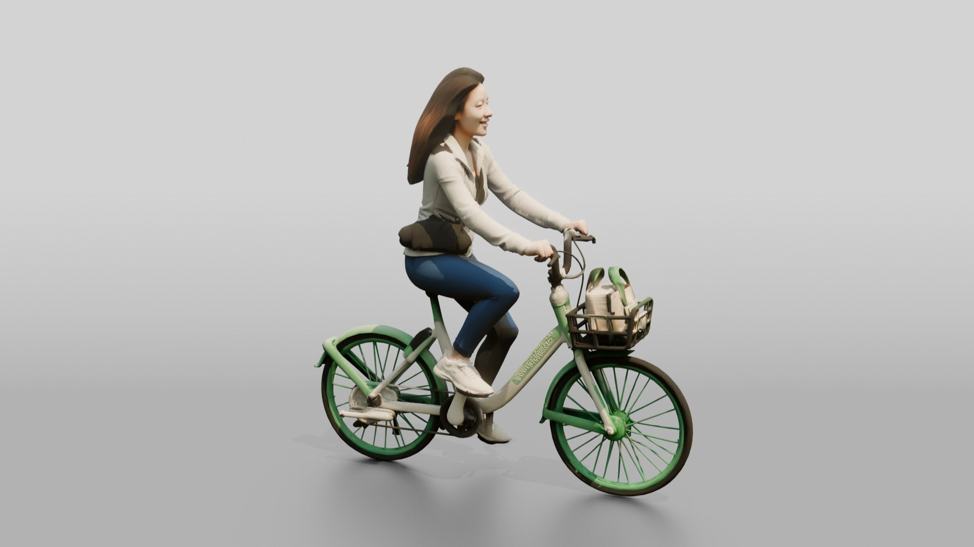 Chinese Woman Riding a Bicycle