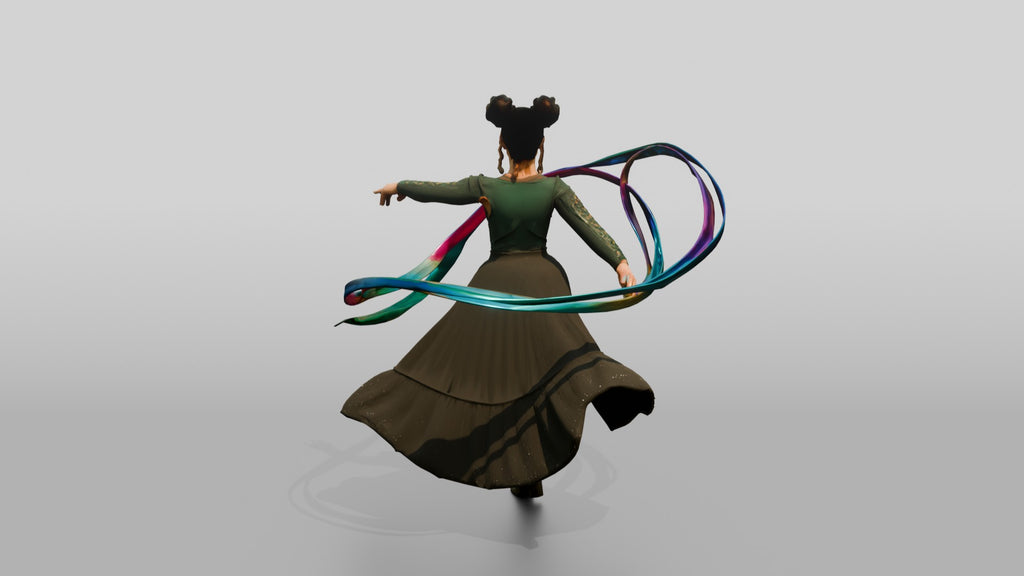 Ribbon Dancer Mid-Twirl