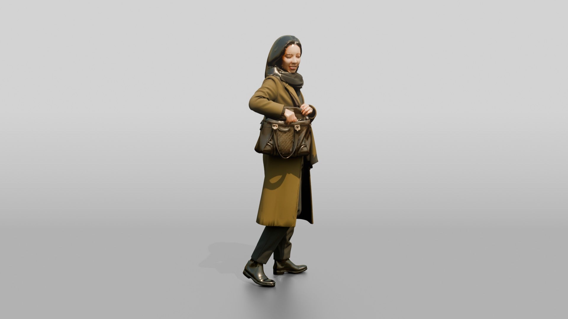 Woman Reaching Into Her Handbag