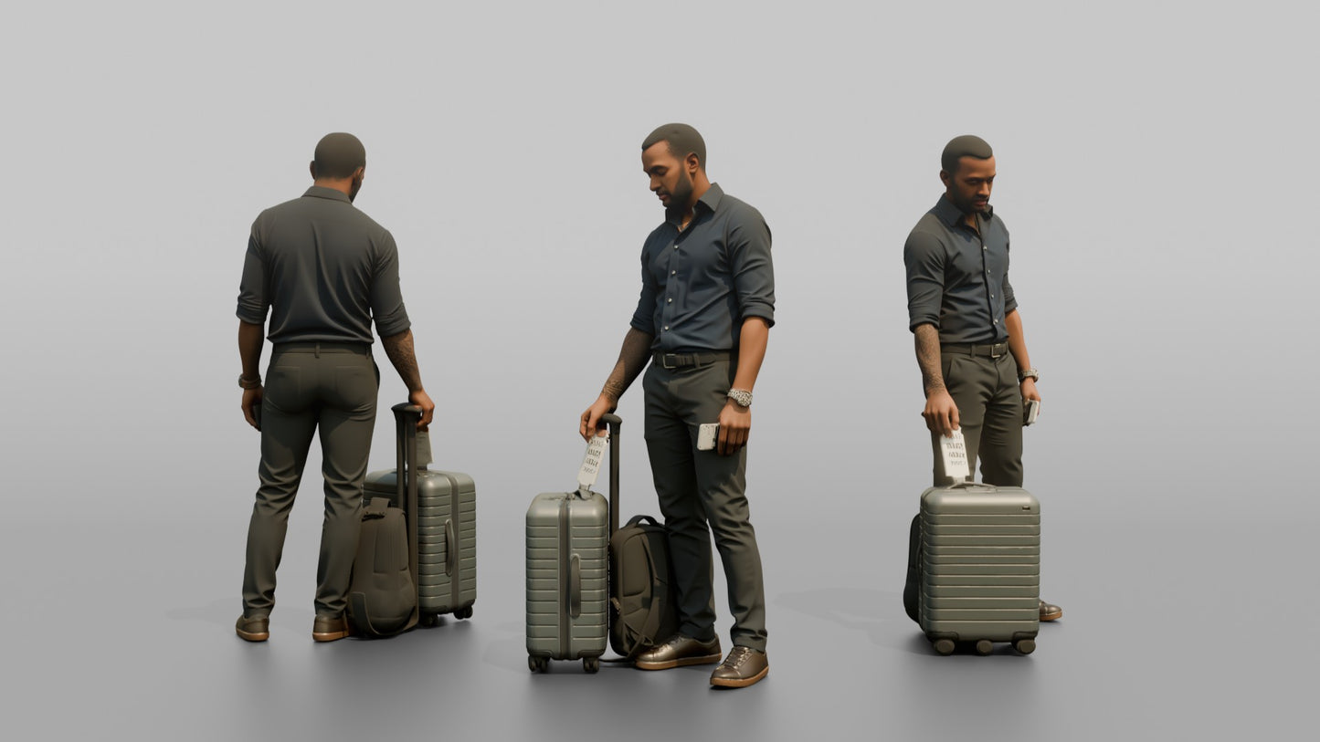 Vacationer Wearing Fitted Shirt And Trousers