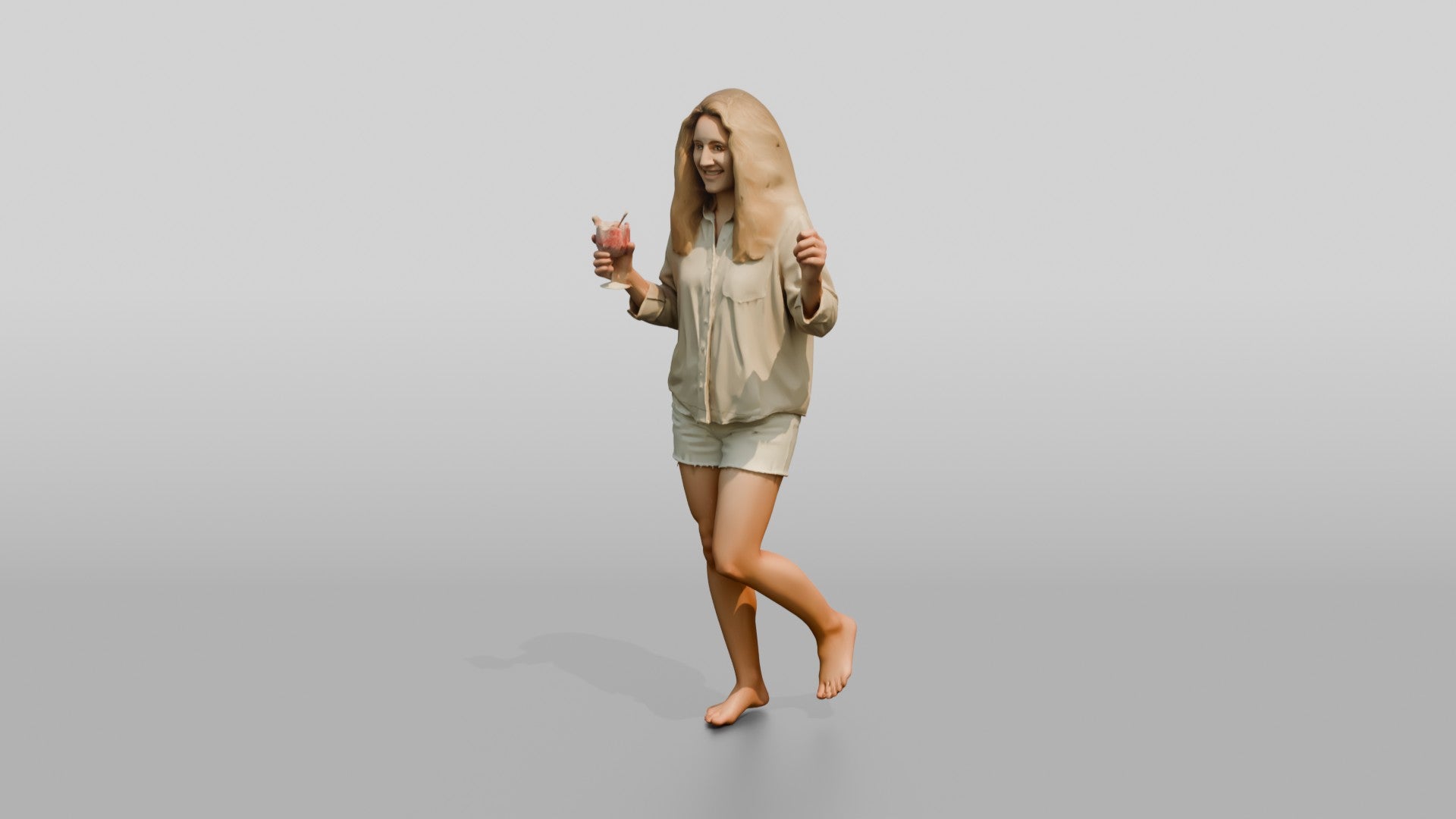 Blonde Woman with a Summer Drink