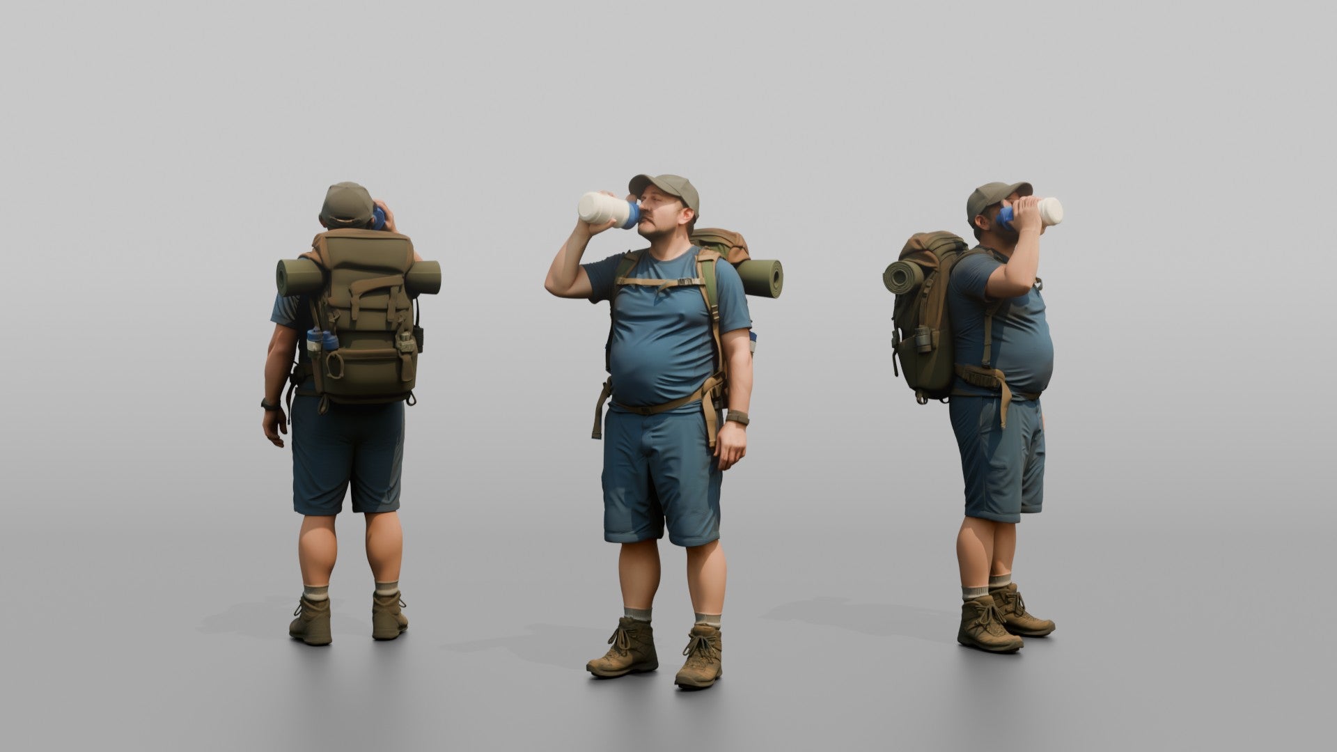 Hiker Drinking from a Large Sports Bottle