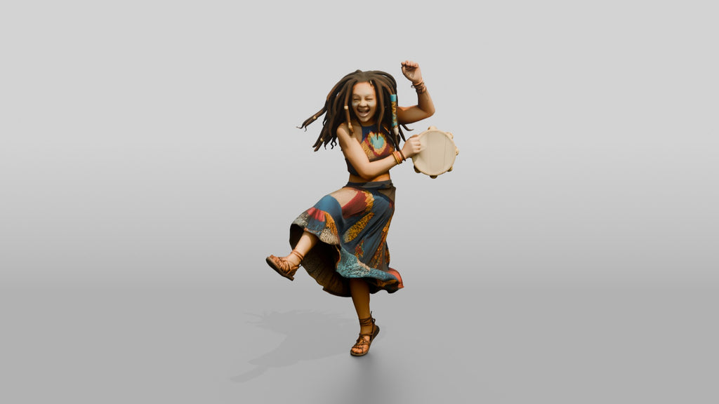 Bohemian Dancer Playing a Tambourine