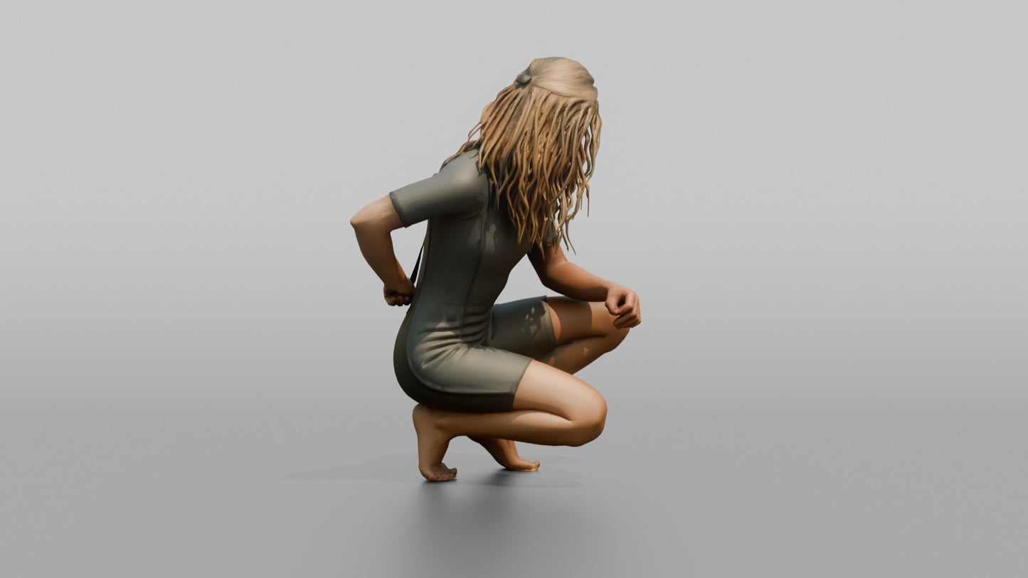 Surfer Adjusting Her Wetsuit Zip