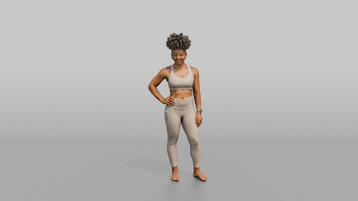 Fitness Influencer Woman Standing Confidently With One Hand On Hip - 3D character model, view 5