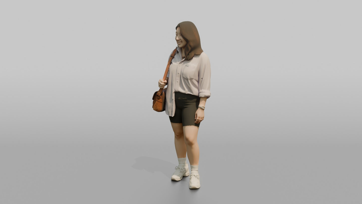 Vacationer Wearing Oversized Pastel Shirt And Bike Shorts
