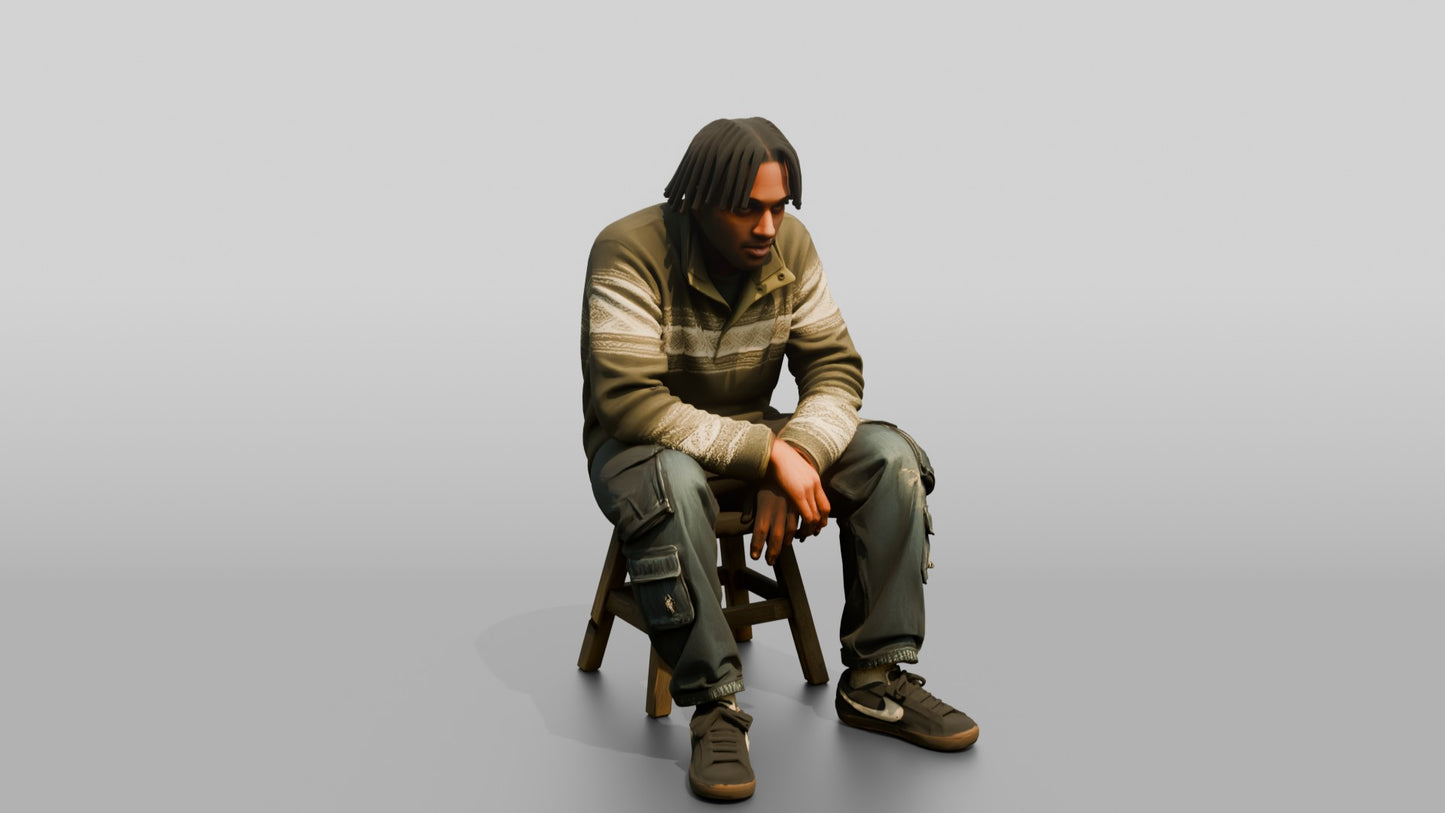 Skater Man Sitting on Stool