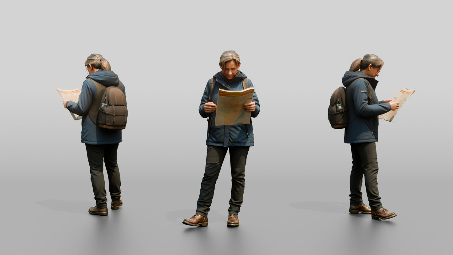 Woman Navigating City Square