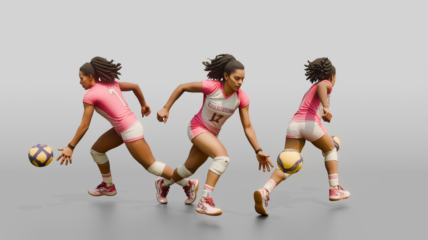 Latina Female Volleyball Player in White and Pink Uniform