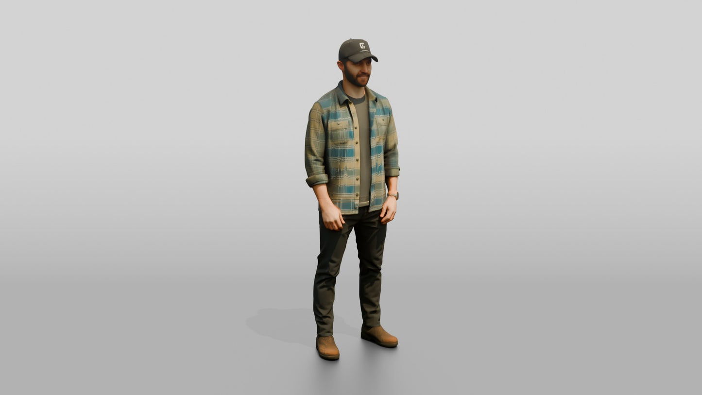 Canadian Man in Lightweight Flannel Shirt
