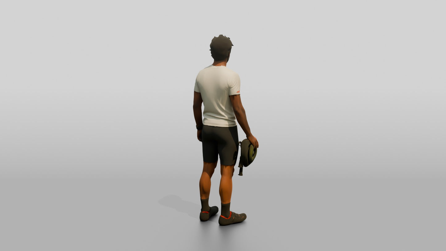 Tall Muscular Italian Man Holding a Bicycle Helmet