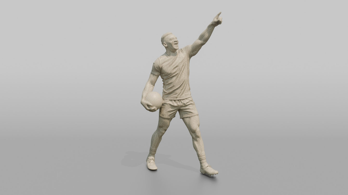 English Winger Pointing to the Sky After a Try