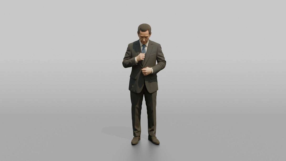 Man Customer Trying On A Suit Jacket - 3D character model, view 5