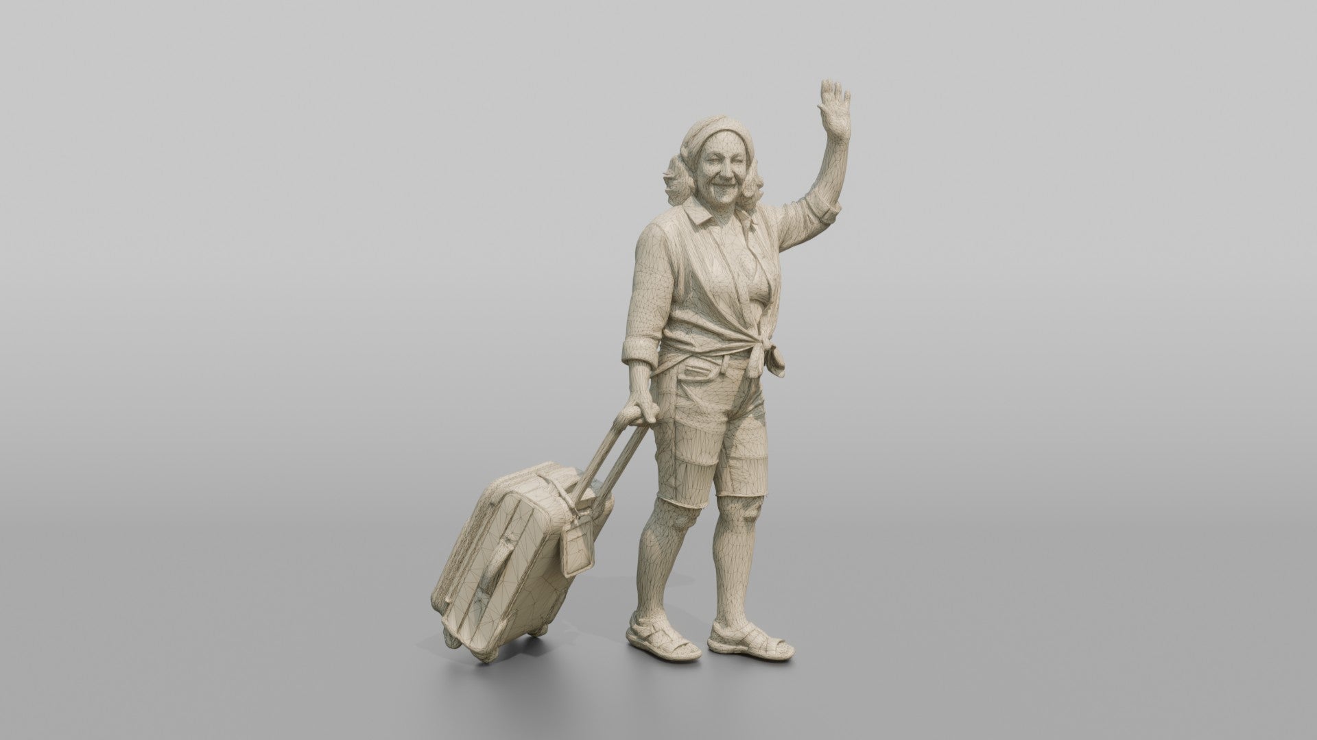 Traveler Waving Goodbye At The Gate