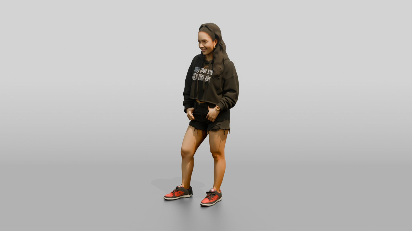 Latina Woman in Cropped Urban Hoodie