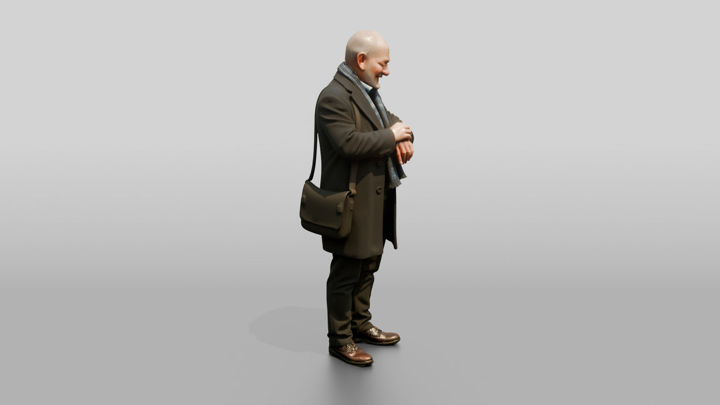 Elderly Norwegian Man Waiting for a Friend