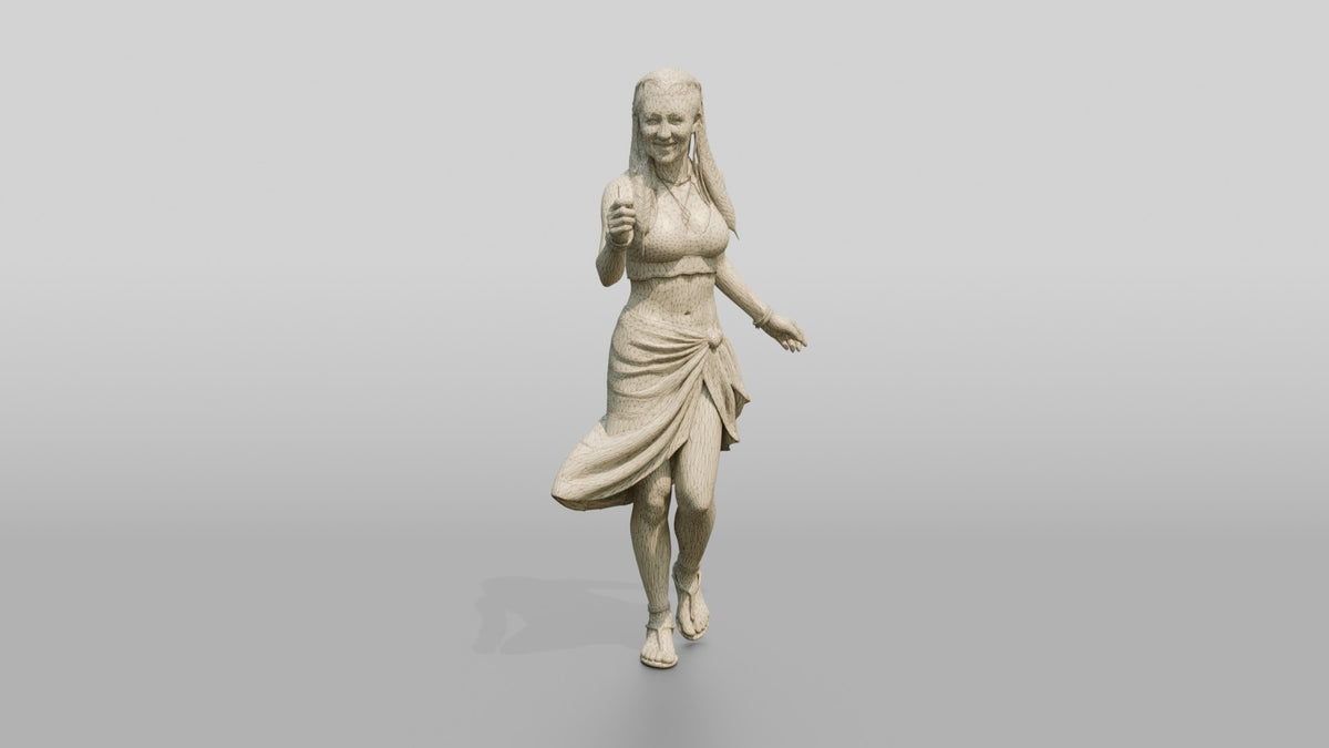Woman with a Sparkler in a Sarong - wireframe topology preview