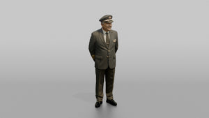 Caucasian Co-Pilot Carrying a Flight Bag - 3D character model, view 1