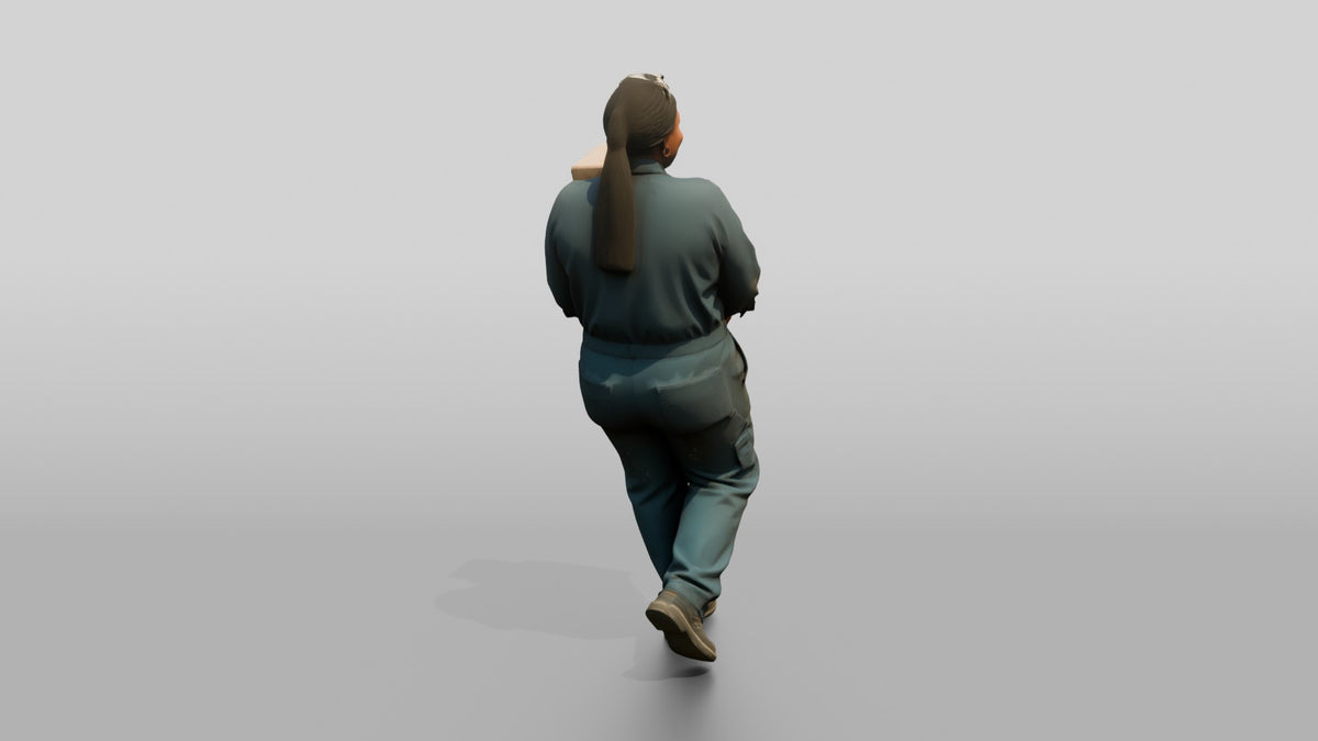 Mechanic Carrying Oil Filter Boxes - 3D character model, view 3