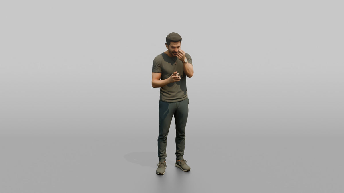 Man Customer Testing A Cologne Sample On His Wrist - 3D character model, view 2