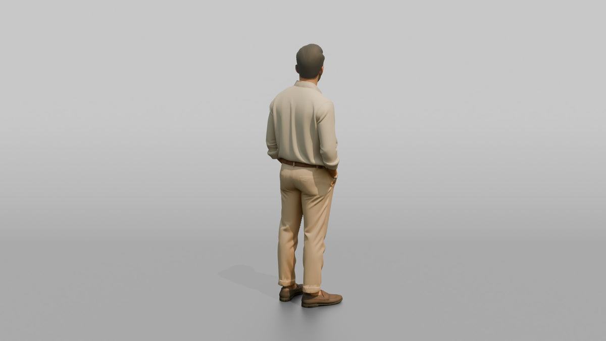 Middle Eastern Man in Linen Shirt and Chinos - 3D character model, view 3
