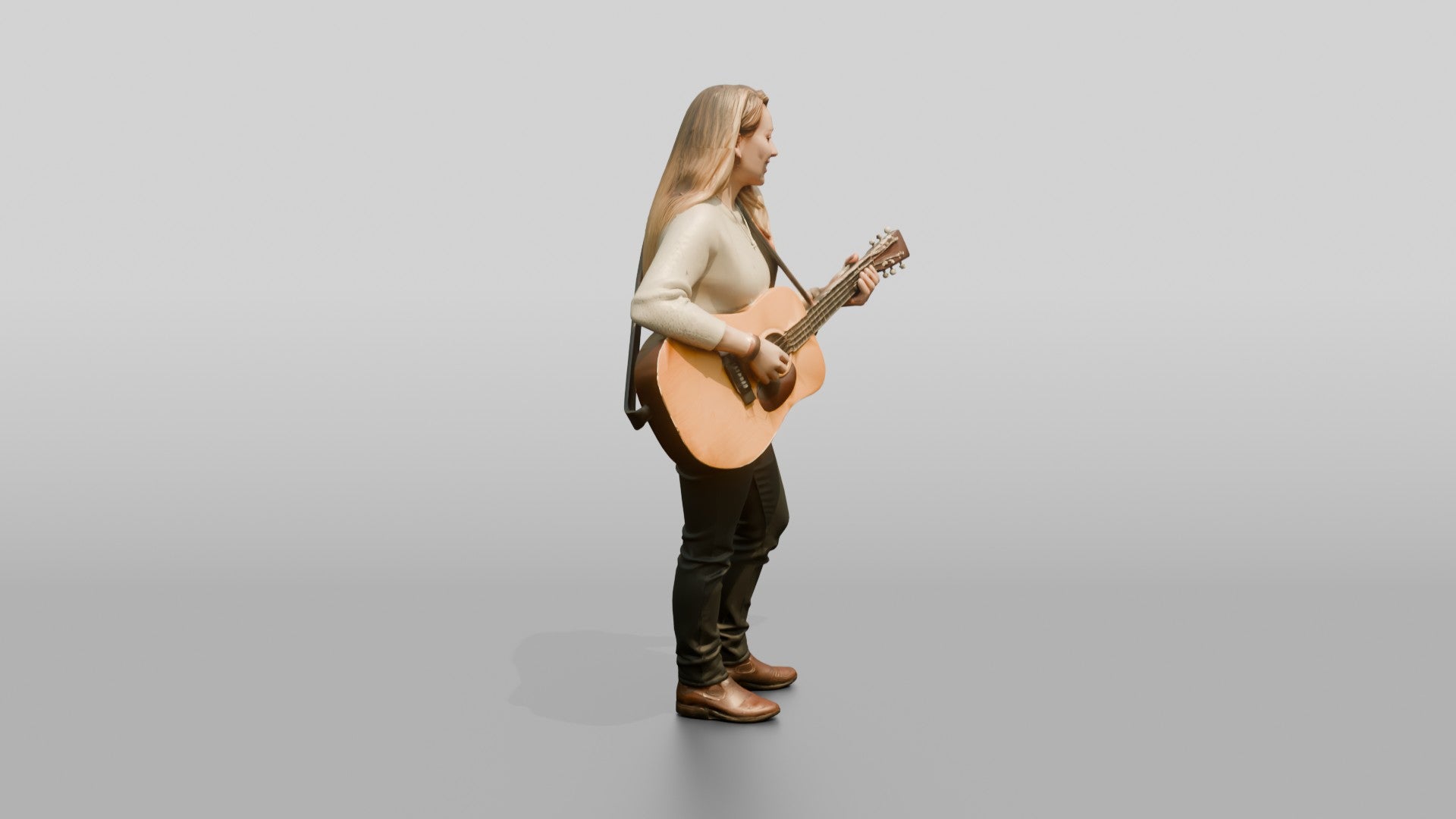 Folk Singer Strumming Acoustic Guitar