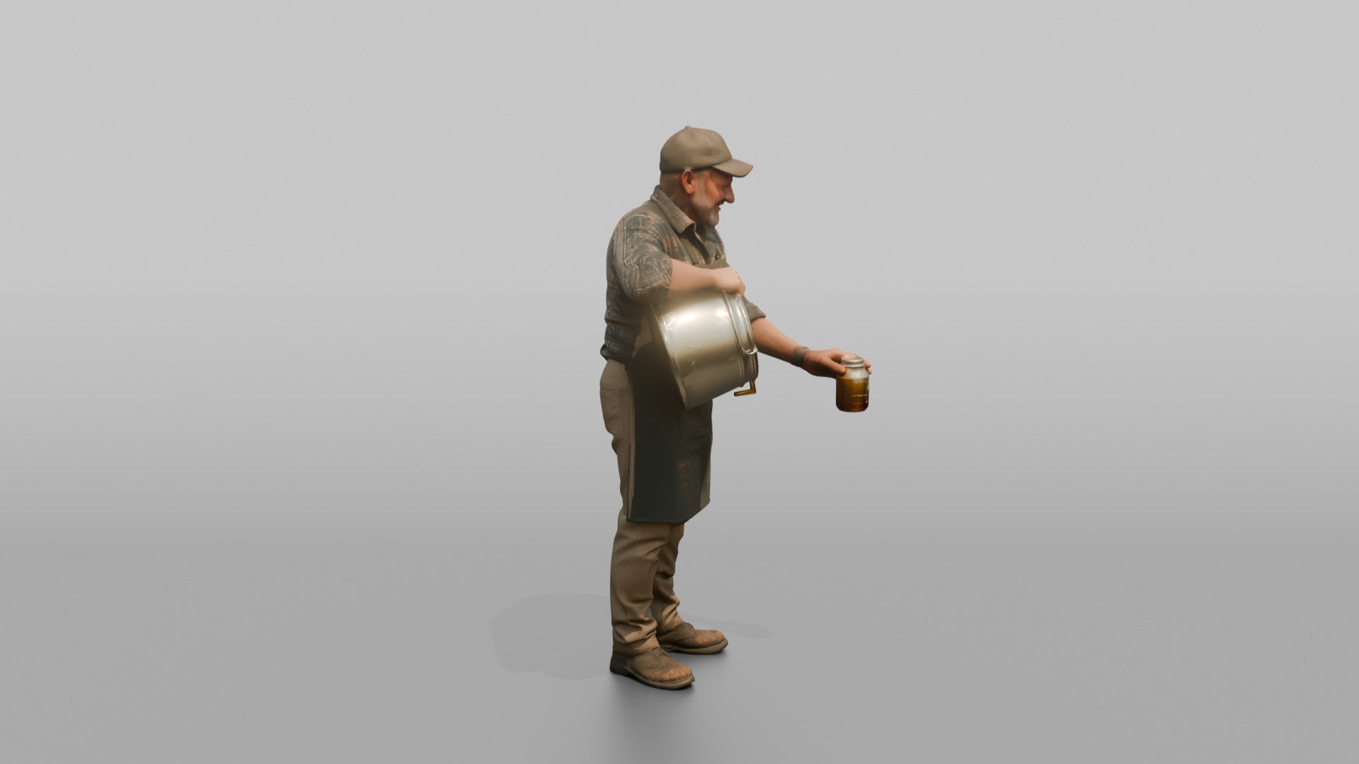 Farmer Pouring Clear Raw Honey Into Glass Jars