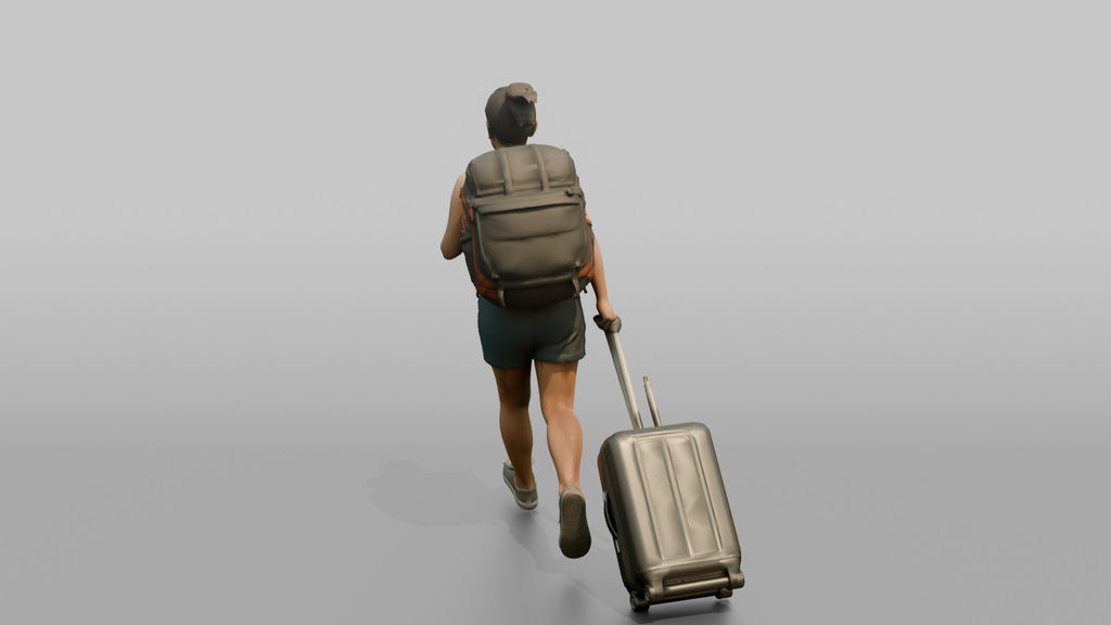 Traveler Jogging Late For A Flight