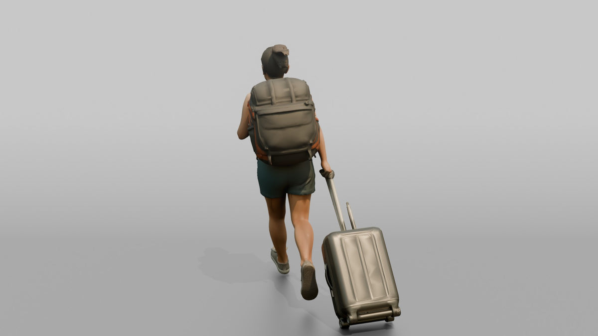 Traveler Jogging Late For A Flight - 3D character model, view 3