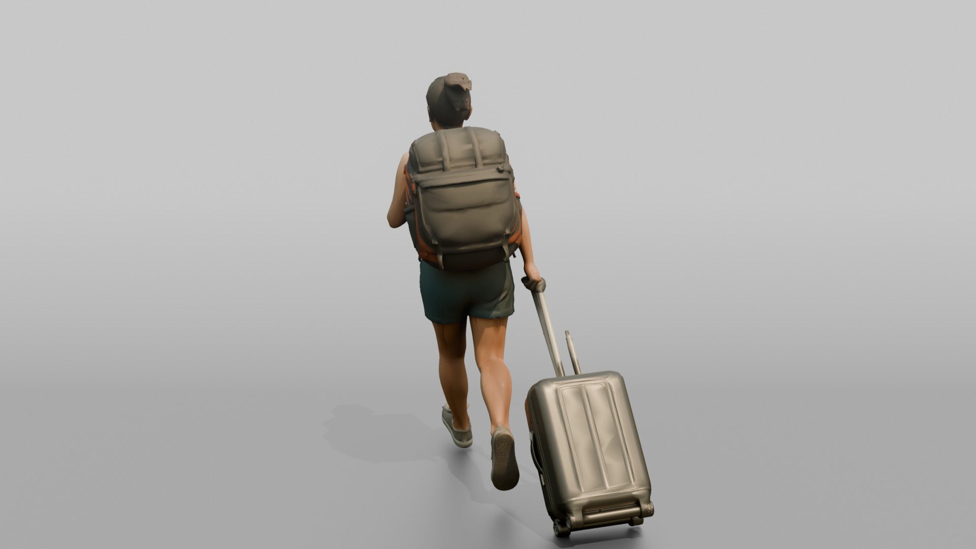 Traveler Jogging Late For A Flight