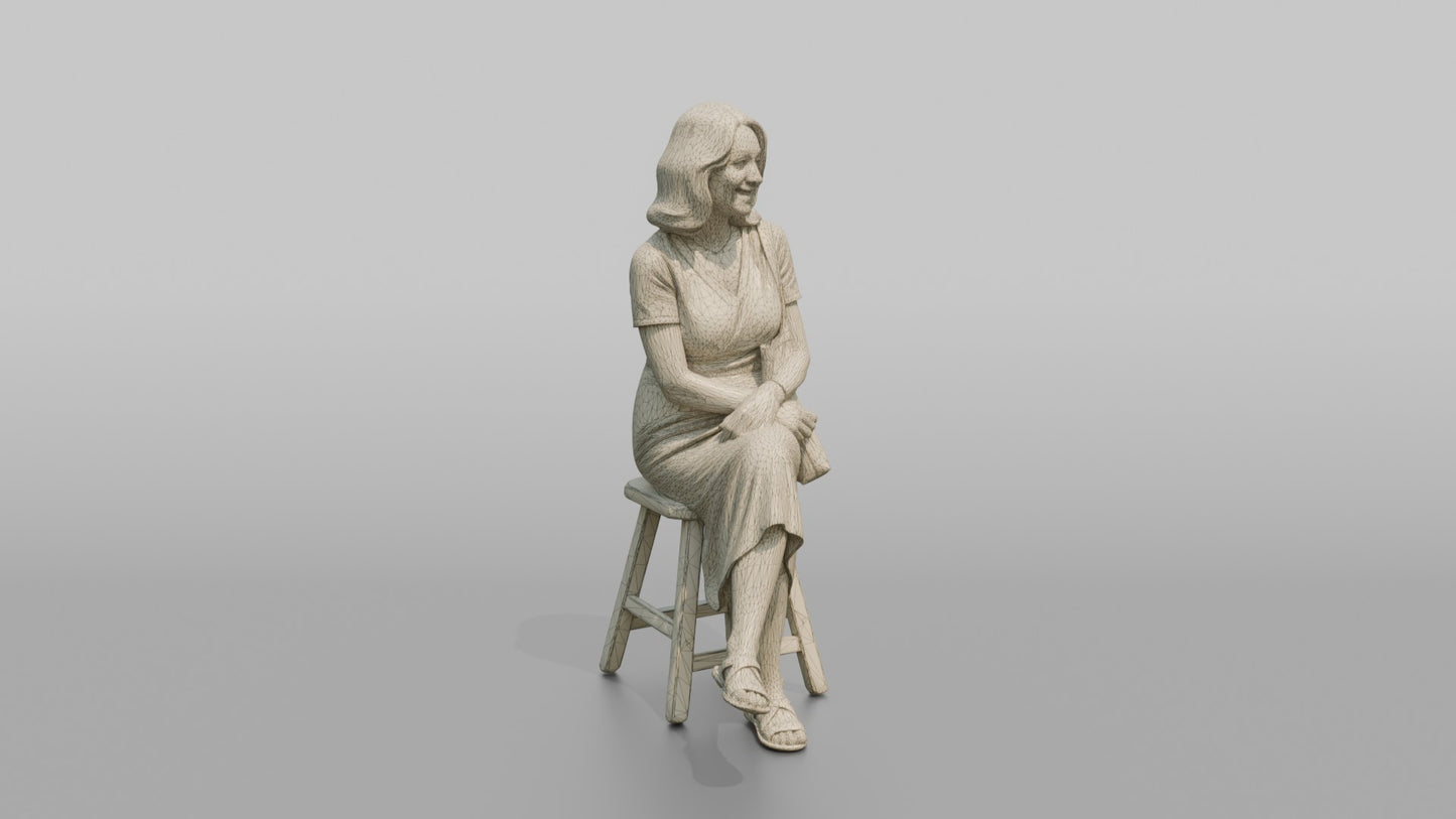 British Woman Seated in a Floral Summer Dress