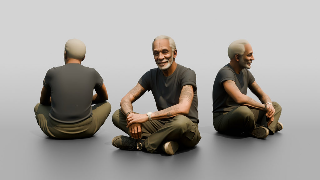 Homeless Man Sitting Cross-legged