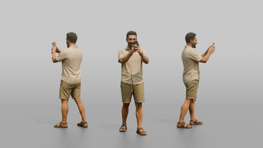 Vacationer Wearing Linen Shirt And Shorts - 3D character model