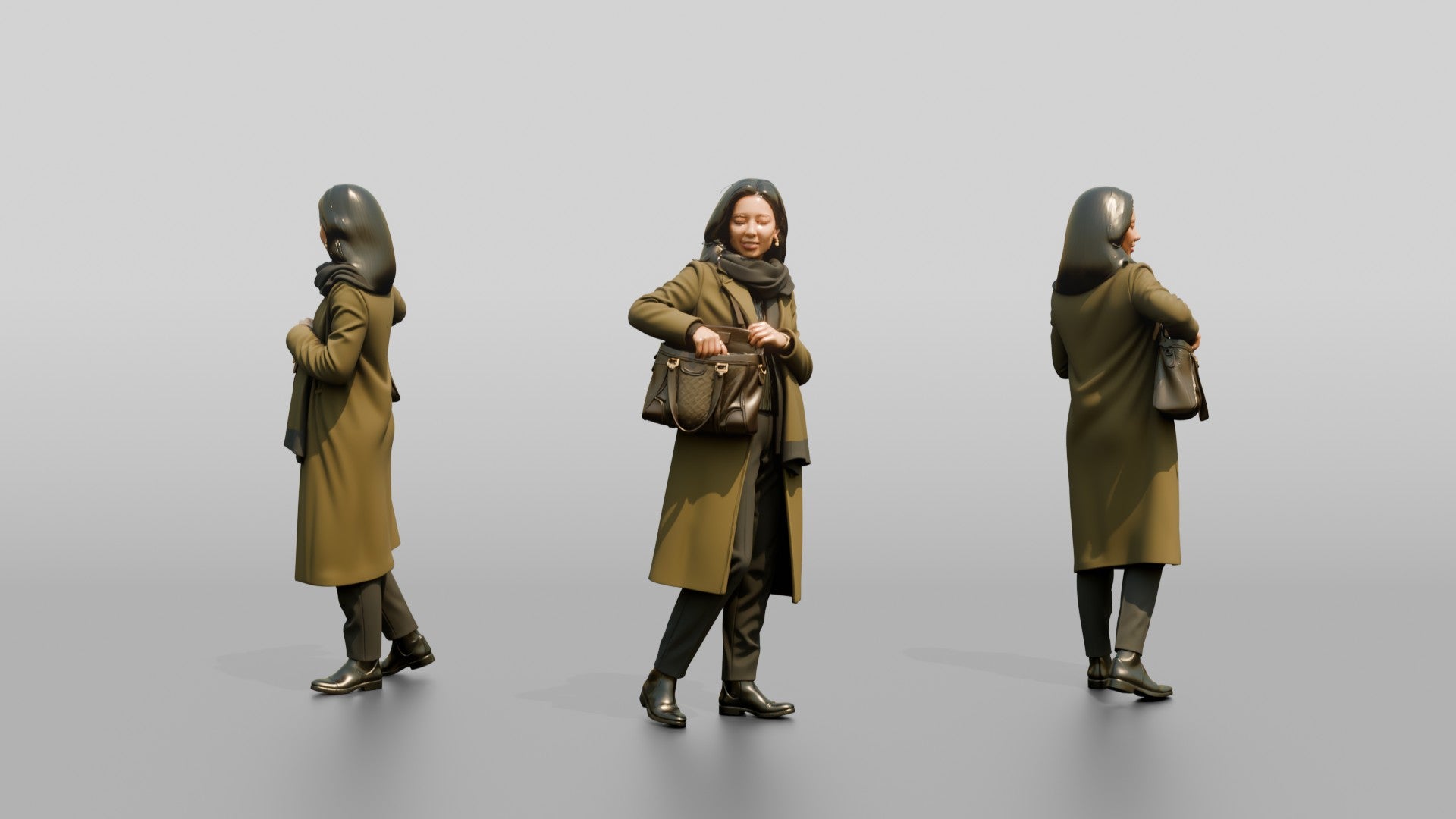 Woman Reaching Into Her Handbag